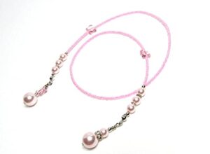 retrogem swarovski elements crystal pearl with preciosa czech glass seed beads book thong bookmark (12″ – pink)