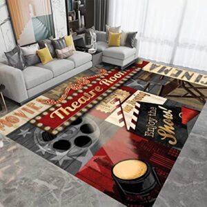 vintage cinema home movie theater modern area rugs soft floor mat non-slip carpets indoor home decoration for living room bedroom playing room office 5’x7′