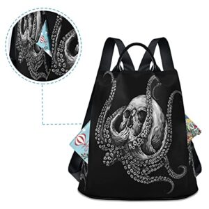 ALAZA Sugar Skull Octopus Large Women's Fashion Casual Backpack Purse Shoulder Travel Bag