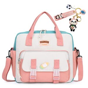jellyea kawaii backpack cute tote bag girl school crossbody shoulder bag with kawaii accessories multi purpose (deep pink)