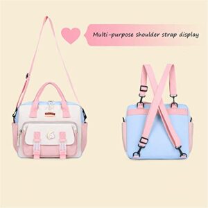 JELLYEA Kawaii Backpack Cute Tote Bag Girl School Crossbody Shoulder Bag with Kawaii Accessories Multi Purpose (Deep Pink)