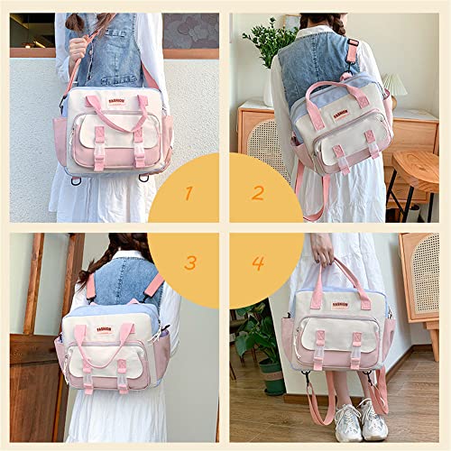 JELLYEA Kawaii Backpack Cute Tote Bag Girl School Crossbody Shoulder Bag with Kawaii Accessories Multi Purpose (Deep Pink)