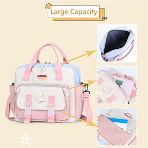 JELLYEA Kawaii Backpack Cute Tote Bag Girl School Crossbody Shoulder Bag with Kawaii Accessories Multi Purpose (Deep Pink)