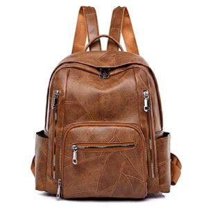 xia wei si women’s backpack purses multipurpose vintage handbag shoulder bag pu leather fashion travel bag (brown)