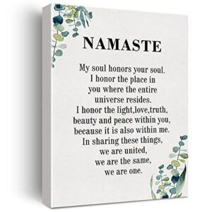 Namaste Quote Canvas Wall Art Inspirational My Soul Honors Your Soul Poster Picture Framed Artwork 11.5"x15" Painting for Home Living Room Office Decor