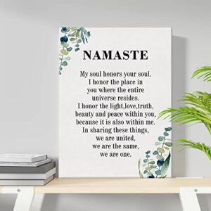 Namaste Quote Canvas Wall Art Inspirational My Soul Honors Your Soul Poster Picture Framed Artwork 11.5"x15" Painting for Home Living Room Office Decor