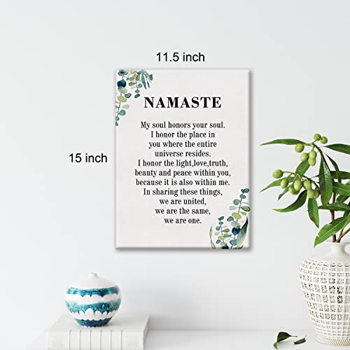 Namaste Quote Canvas Wall Art Inspirational My Soul Honors Your Soul Poster Picture Framed Artwork 11.5"x15" Painting for Home Living Room Office Decor