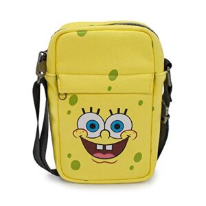 buckle down nickelodeon bag, cross body, spongebob squarepants, smiling, vegan leather