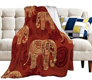 elephant blanket elephant throw blanket for women elephant decor red blanket for couch super warm soft plush lightweight fleece flannel blanket winter bedding blanket gifts for kids adults 40″x50″