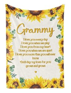 innobeta grammy sunflower throw blanket – flannel blankets gifts for grammy – grammy gift from grandchildren on mother’s day, christmas, birthday, thanksgiving – 50″ x 65″