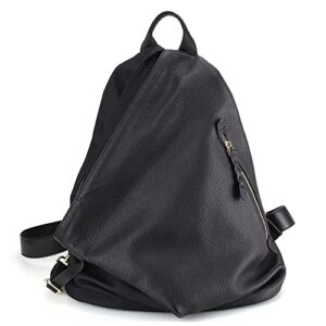 camelia de amour women backpack purse fashion leather rucksack medium size nylon rucksack (black/gold hardware, 6.4l)