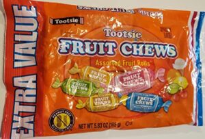 tootsie fruit chews extra value bag – assorted bag of flavorful fruit rolls – 5.83oz (1 bag)