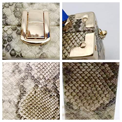 WIGUYUN Womens Fashion Snakeskin Evening Handbag Top Handle Clutch Purse Chain Shoulder Cross-body Bag Khaki