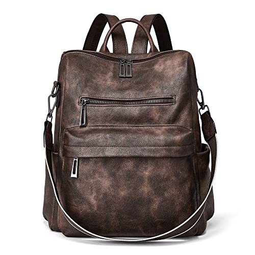 OPAGE Leather Backpack Purse for Women Fashion Designer Ladies Shoulder bags Travel Backpack