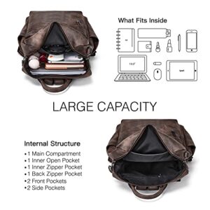 OPAGE Leather Backpack Purse for Women Fashion Designer Ladies Shoulder bags Travel Backpack