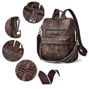 OPAGE Leather Backpack Purse for Women Fashion Designer Ladies Shoulder bags Travel Backpack