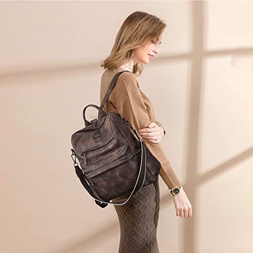 OPAGE Leather Backpack Purse for Women Fashion Designer Ladies Shoulder bags Travel Backpack