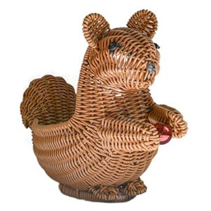 yqyazl handwoven rattan basket, squirrel shape woven wicker baskets for organizing cute small storage basket for decoration,picnic, groceries, toy storage