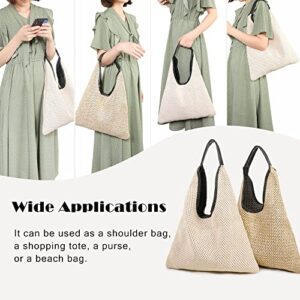 Hobo Shoulder Bags Woven Tote Bag Minimalist Trendy Purse Casual Shopping Handbags Slouchy Straw bag for Women(beige-1)