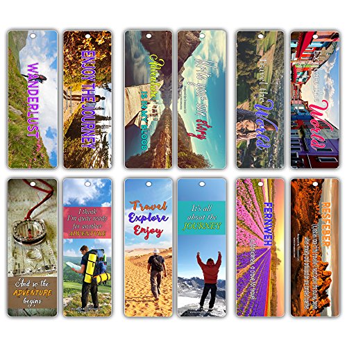 Creanoso Inspiring Wanderlust Adventurer’s Bookmarks (30-Pack) – Traveler’s Essential Reading Bookmarker Card Set – Bookmarks Collection Set for Men, Women, Adult, Teens