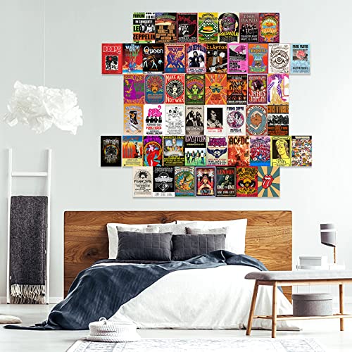 Album Covers Vintage Rock Wall Collage Kit Aesthetic Pictures 50 Pcs ,70s 80s 90sVintage Poster Room Decor, Music Posters for Room Aesthetic,4x6'' Photo Printed Wall Decor,Teen Girls Room Decor