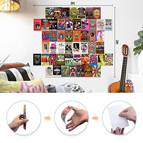 Album Covers Vintage Rock Wall Collage Kit Aesthetic Pictures 50 Pcs ,70s 80s 90sVintage Poster Room Decor, Music Posters for Room Aesthetic,4x6'' Photo Printed Wall Decor,Teen Girls Room Decor