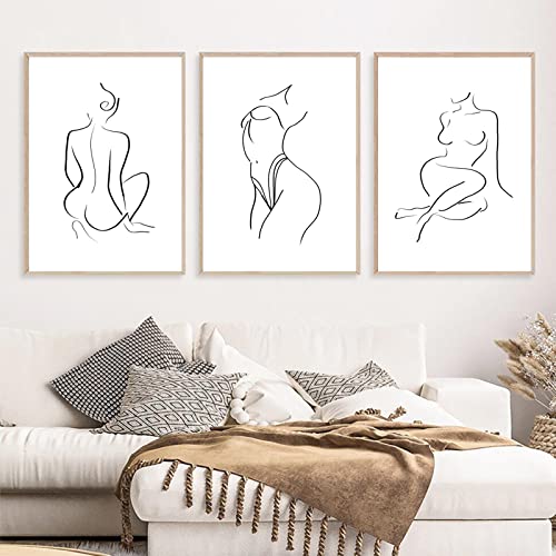 Minimalist Line Wall Art Woman Body Outline Wall Art Prints Women Figure Drawing Painting Body Line Art Wall Decor Female Wall Art Abstract Woman Silhouette Canvas Art Aesthetic 16x24x3 Inch Unframed