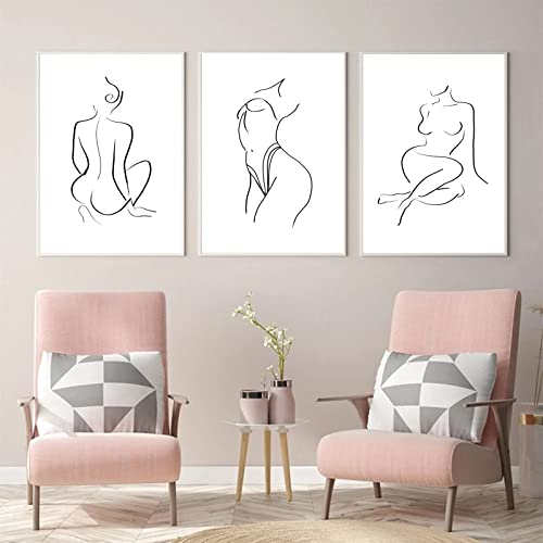 Minimalist Line Wall Art Woman Body Outline Wall Art Prints Women Figure Drawing Painting Body Line Art Wall Decor Female Wall Art Abstract Woman Silhouette Canvas Art Aesthetic 16x24x3 Inch Unframed