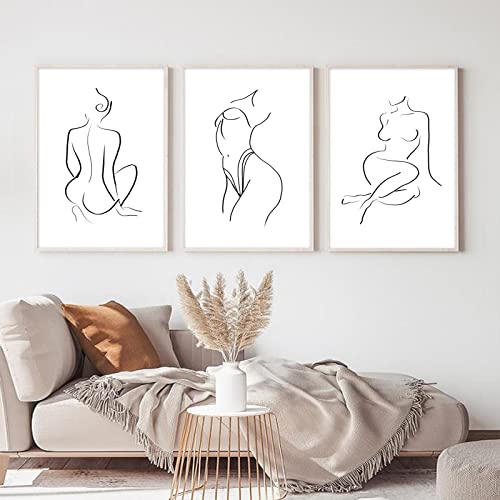 Minimalist Line Wall Art Woman Body Outline Wall Art Prints Women Figure Drawing Painting Body Line Art Wall Decor Female Wall Art Abstract Woman Silhouette Canvas Art Aesthetic 16x24x3 Inch Unframed