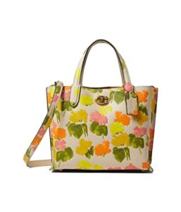 coach floral printed leather willow tote 24 multi one size