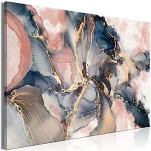 artgeist canvas wall art print abstract 35×24 in – 1pcs home decor framed stretched picture photo painting artwork image – marble look paint stains blue rosa gold f-c-0493-b-a