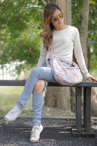 Your Cozy Women's Crossbody Handbags Hippie bag Boho Hobo Bags for Women Shoulder Sling Bag Hippie Tote Bag Handmade Cotton Hippie Purse with Adjustable Strap (Tribe_White)