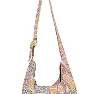 Your Cozy Women's Crossbody Handbags Hippie bag Boho Hobo Bags for Women Shoulder Sling Bag Hippie Tote Bag Handmade Cotton Hippie Purse with Adjustable Strap (Tribe_White)