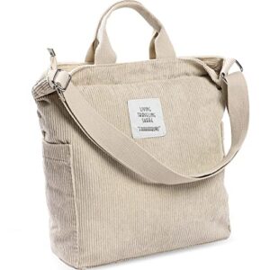 wantgor large tote bag for woman, women’s crossbody shoulder handbags big capacity shopping bag (beige)