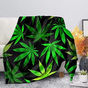 zerodate green weed pot marijuana leaves throw blanket for home decor soft and fuzzy warm microfiber bed blankets for adult kids-xl