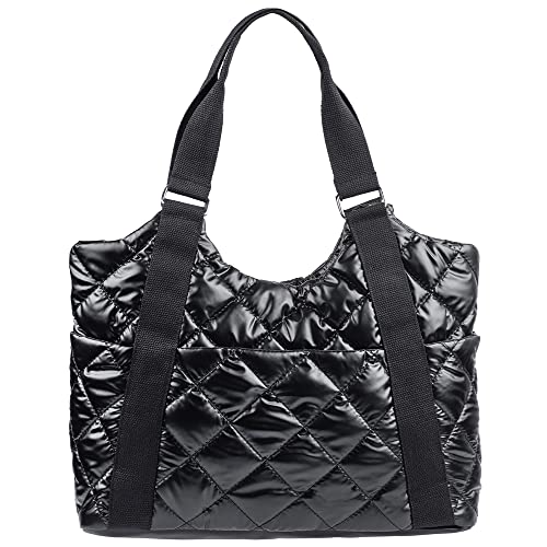 HunterBee Medium large Quilted Nylon Padding Tote Bag Waterproof Casual shoulder Handbags Lightweight Puffy for women nurse