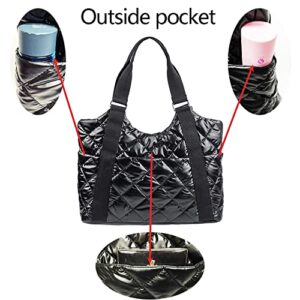 HunterBee Medium large Quilted Nylon Padding Tote Bag Waterproof Casual shoulder Handbags Lightweight Puffy for women nurse