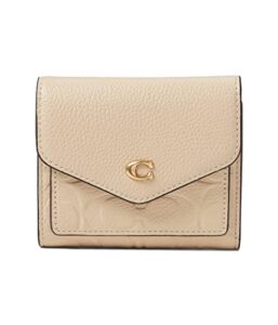 coach signature leather wyn small wallet ivory one size