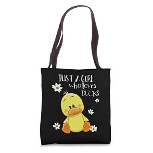 just a girl who loves ducks – cute duck lover owner tote bag