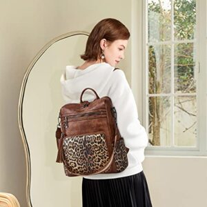 OPAGE Leather Backpack Purse for Women Fashion Tassel Ladies Shoulder Bags Designer Large Backpack Travel Bag