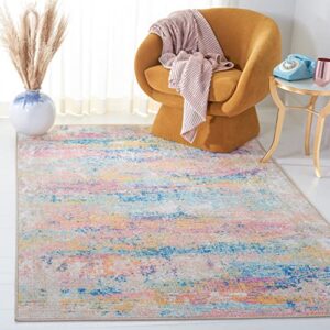 safavieh sequoia collection machine washable slip resistant 4’4″ x 6′ blue/gold seq155m modern boho abstract entryway living room foyer bedroom accent rug