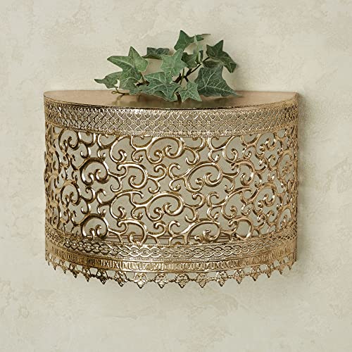 Touch of Class Tiarra Champagne Gold Openwork Metal Wall Shelf