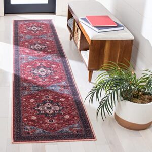 safavieh serapi collection machine washable 2′ x 9′ red / navy sep560q boho chic entryway foyer living room bedroom kitchen runner rug