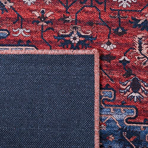 SAFAVIEH Serapi Collection Machine Washable 2' x 9' Red / Navy SEP560Q Boho Chic Entryway Foyer Living Room Bedroom Kitchen Runner Rug