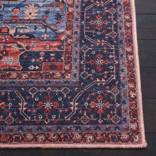 SAFAVIEH Serapi Collection Machine Washable 2' x 9' Red / Navy SEP560Q Boho Chic Entryway Foyer Living Room Bedroom Kitchen Runner Rug