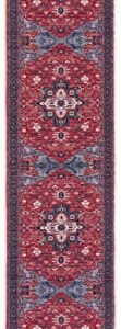 SAFAVIEH Serapi Collection Machine Washable 2' x 9' Red / Navy SEP560Q Boho Chic Entryway Foyer Living Room Bedroom Kitchen Runner Rug