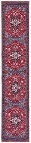 SAFAVIEH Serapi Collection Machine Washable 2' x 9' Red / Navy SEP560Q Boho Chic Entryway Foyer Living Room Bedroom Kitchen Runner Rug