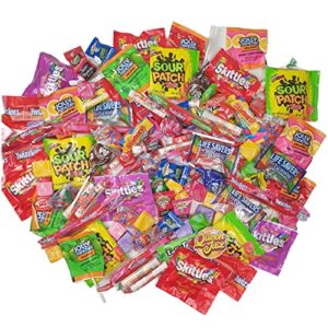 ultimate assorted candy party mix – 2 lb bag – fun size skittles, nerds, dubble bubble, jolly ranchers, smarties, blow pops lollipops & more – mega variety bulk candy assortment – individually wrapped candy – candy bulk – with queen jax fridge magnet