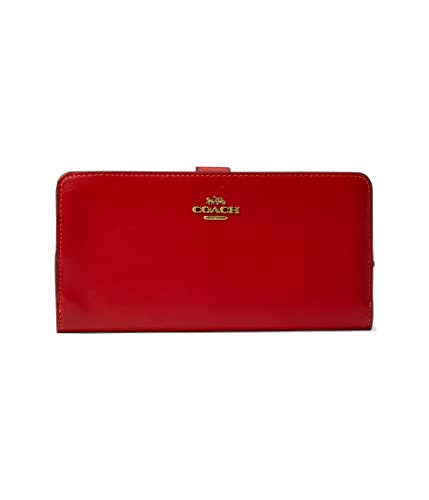 COACH Smooth Leather Skinny Wallet Sport Red One Size