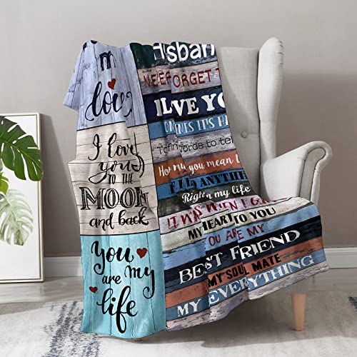 Gifts for Husband Throw Blanket, Fleece Blanket Birthday Gifts for Men, Anniversary Romantic Gifts for Him, Husband Gifts from Wife, Flannel Lightweight Soft Blanket to My Husband for Bed Couch